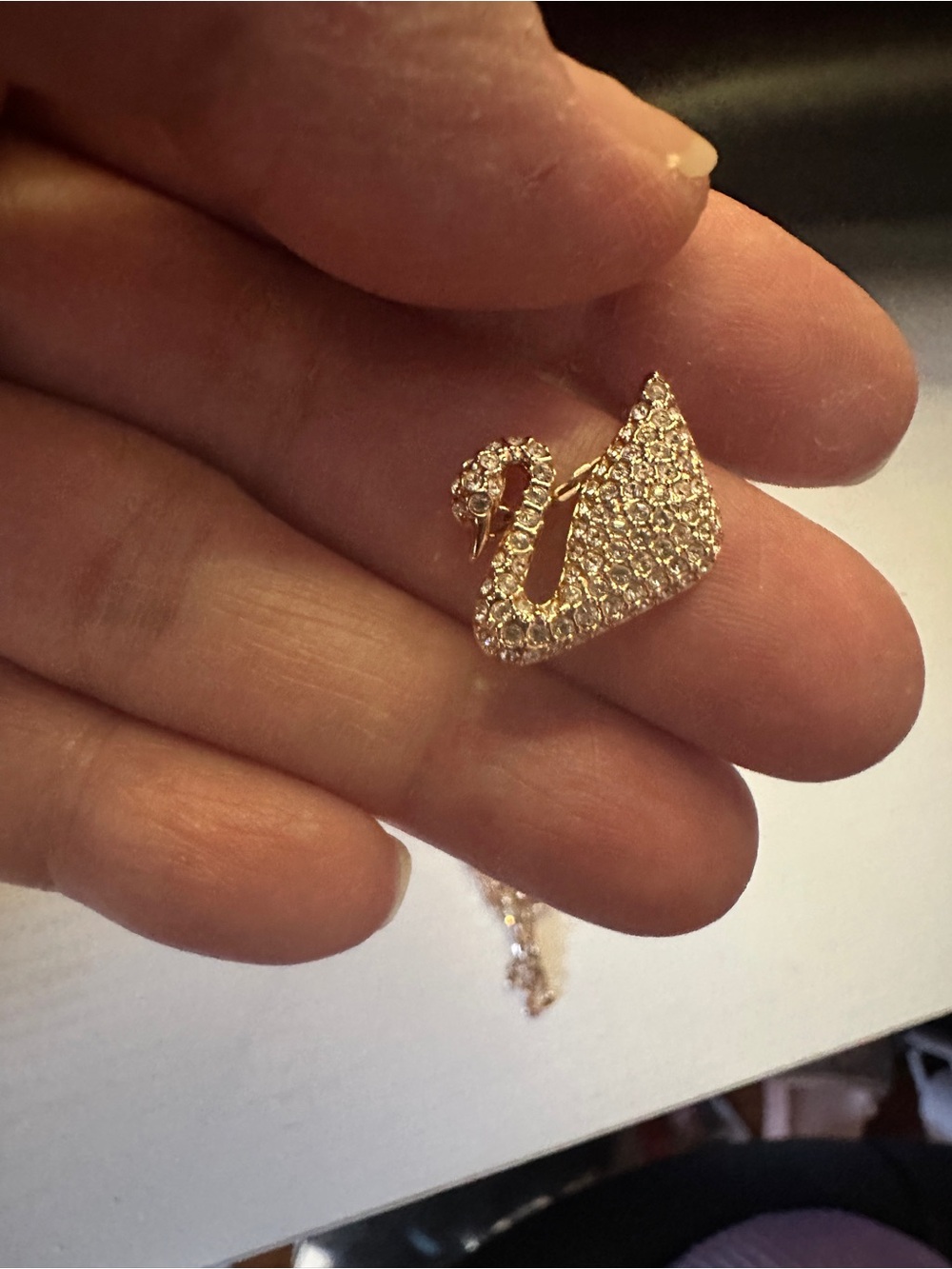 Swan Pendant Necklace with Pavé Crystals - Women Jewelry